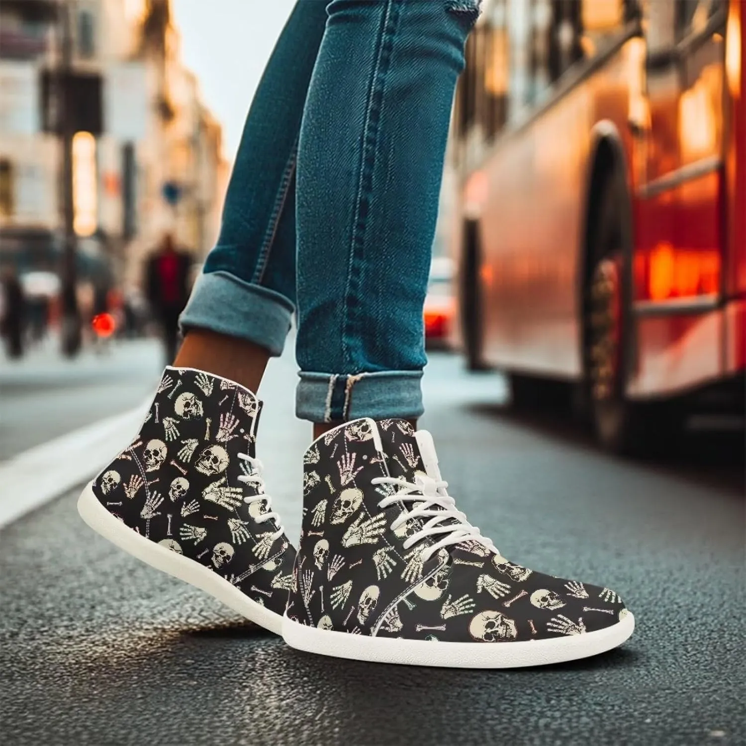 Womens High Top Sneakers Wide Barefoot Shoes for Men Leather Shoes