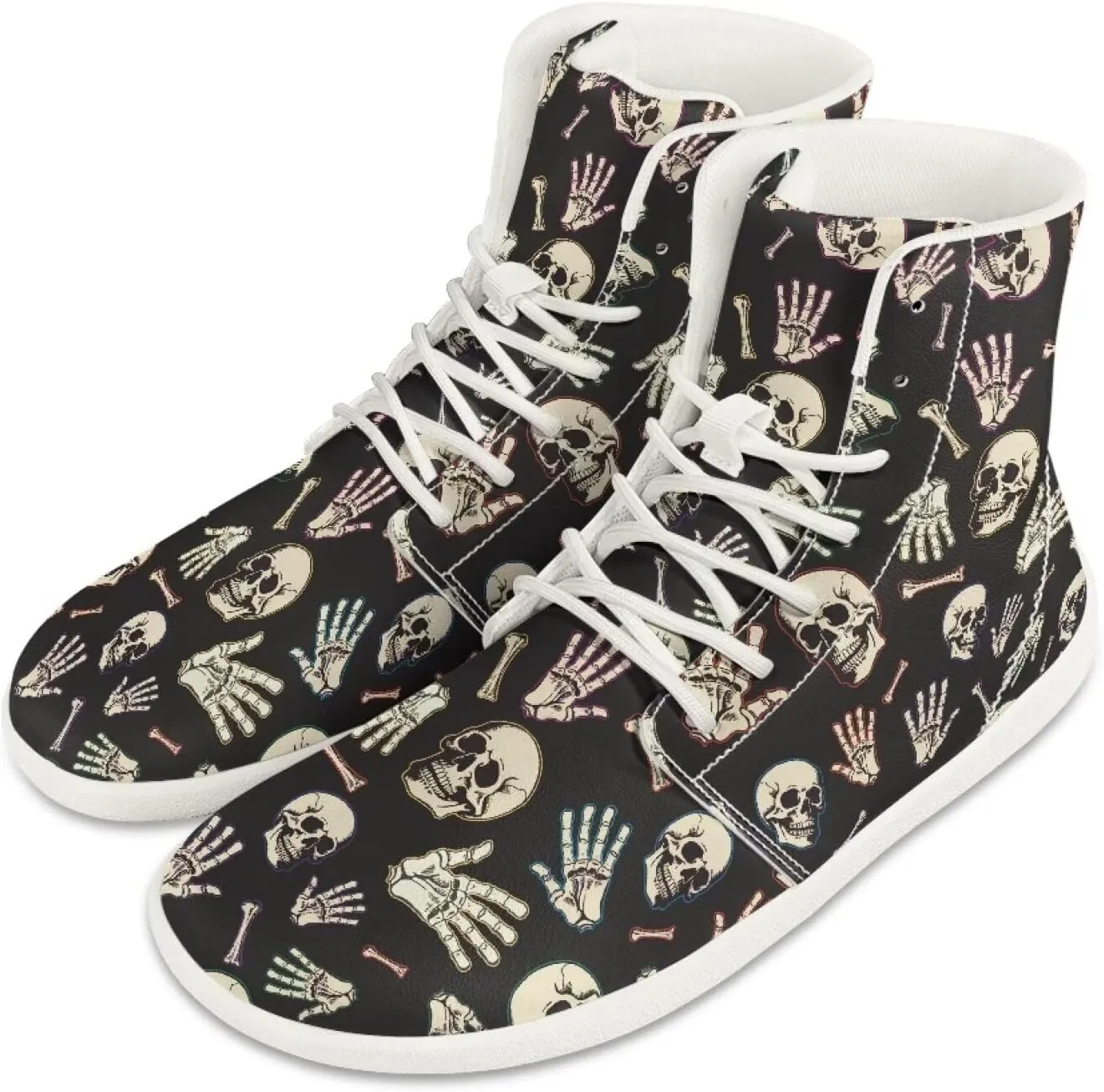 Womens High Top Sneakers Wide Barefoot Shoes for Men Leather Shoes