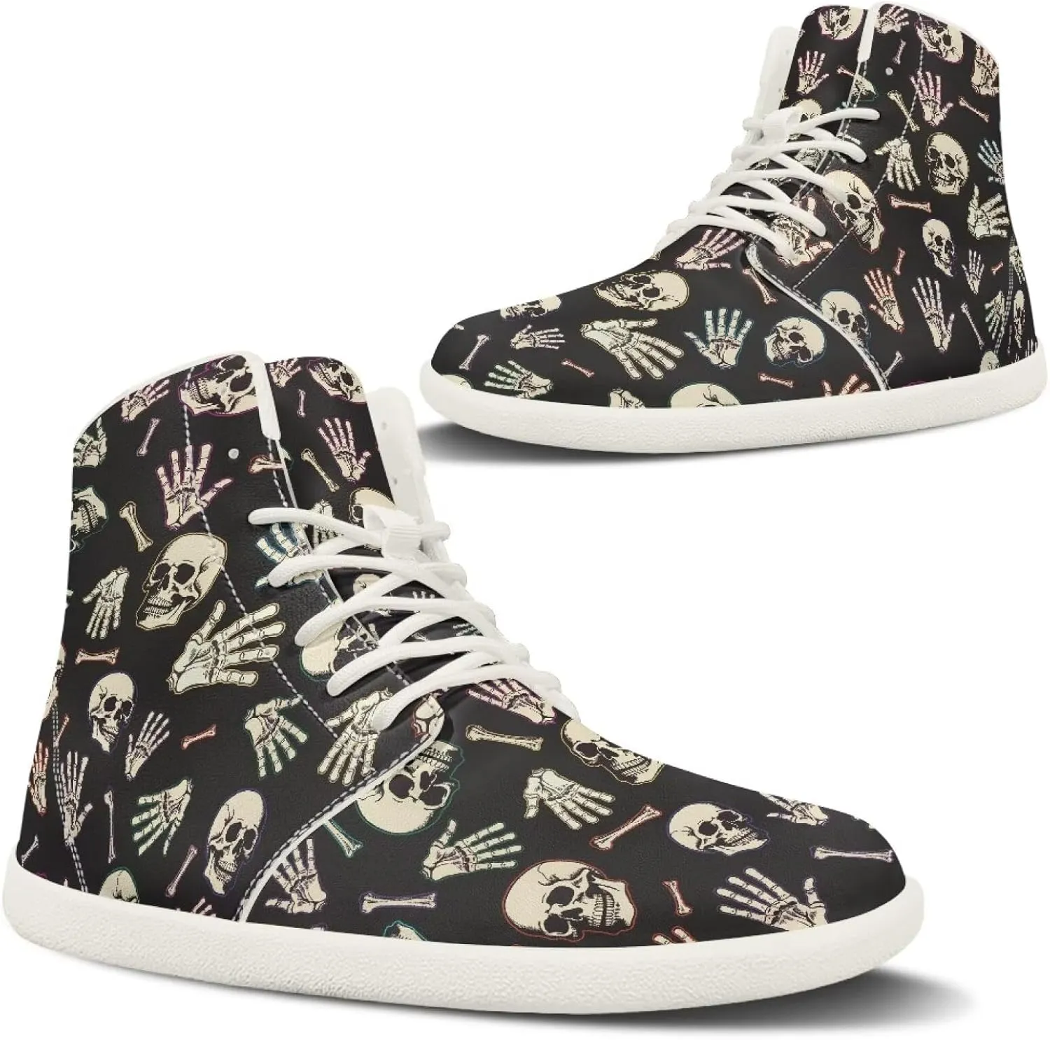 Womens High Top Sneakers Wide Barefoot Shoes for Men Leather Shoes