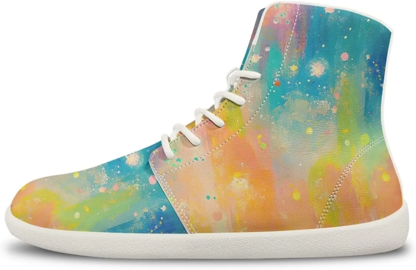 Womens High Top Sneakers Wide Barefoot Shoes for Men Leather Shoes