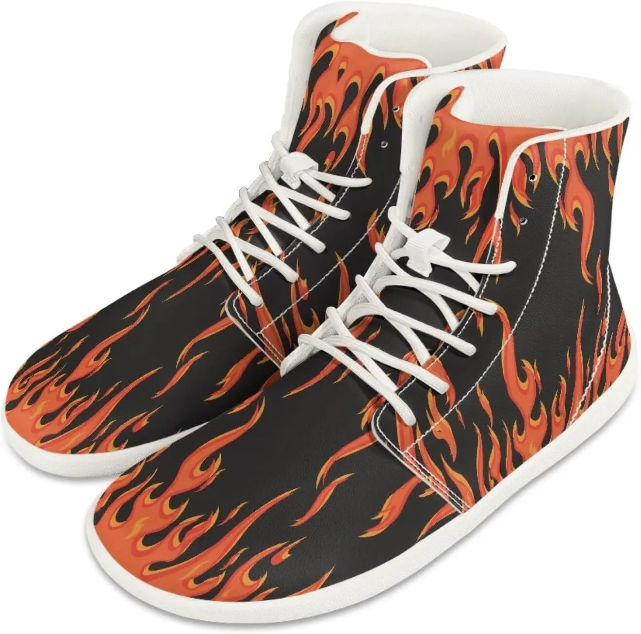 Womens High Top Sneakers Wide Barefoot Shoes for Men Leather Shoes