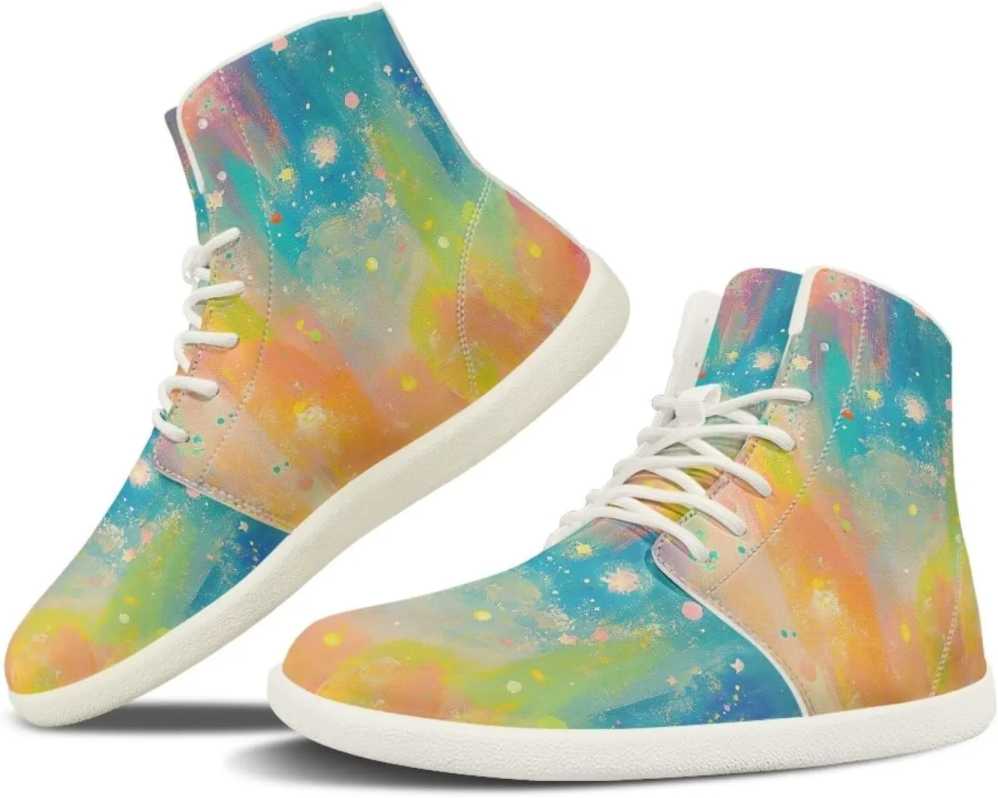 Womens High Top Sneakers Wide Barefoot Shoes for Men Leather Shoes