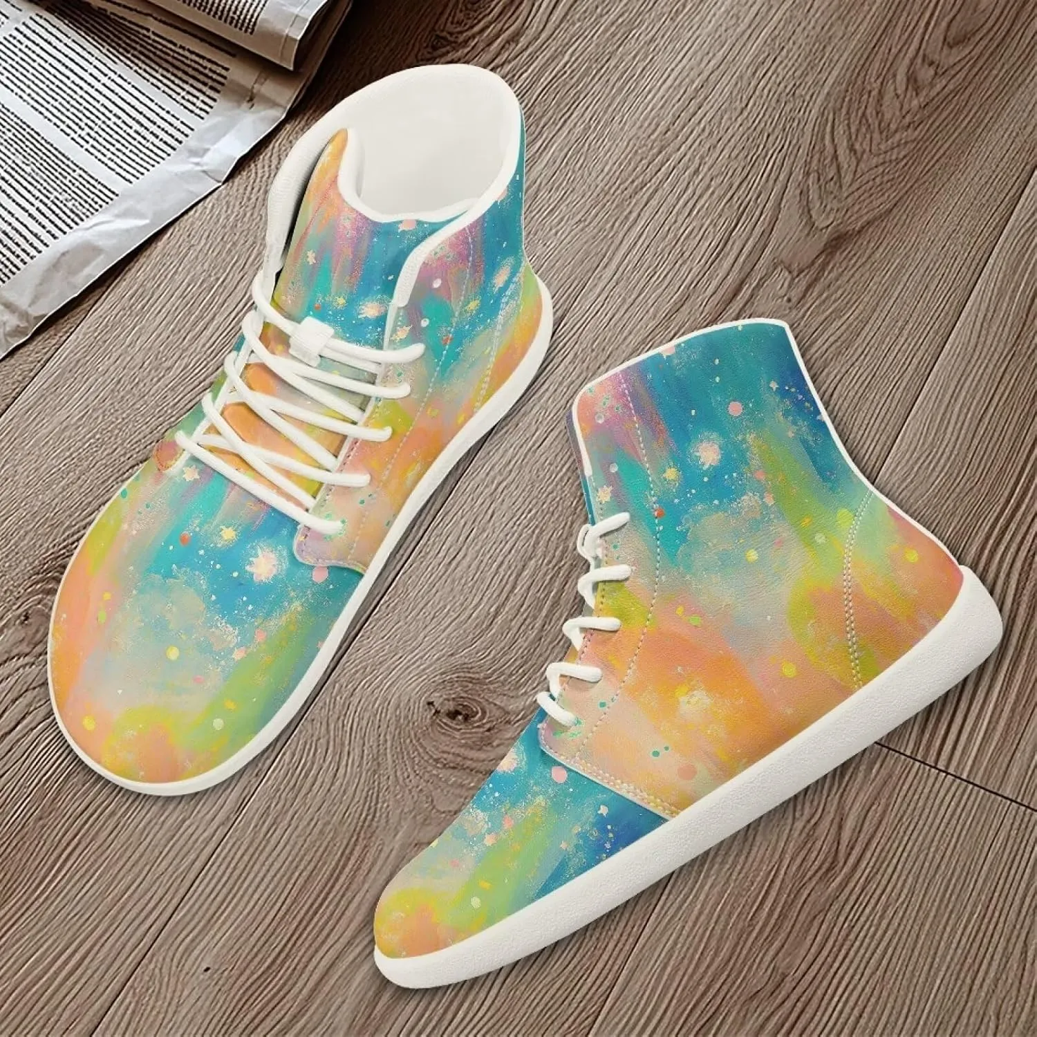 Womens High Top Sneakers Wide Barefoot Shoes for Men Leather Shoes