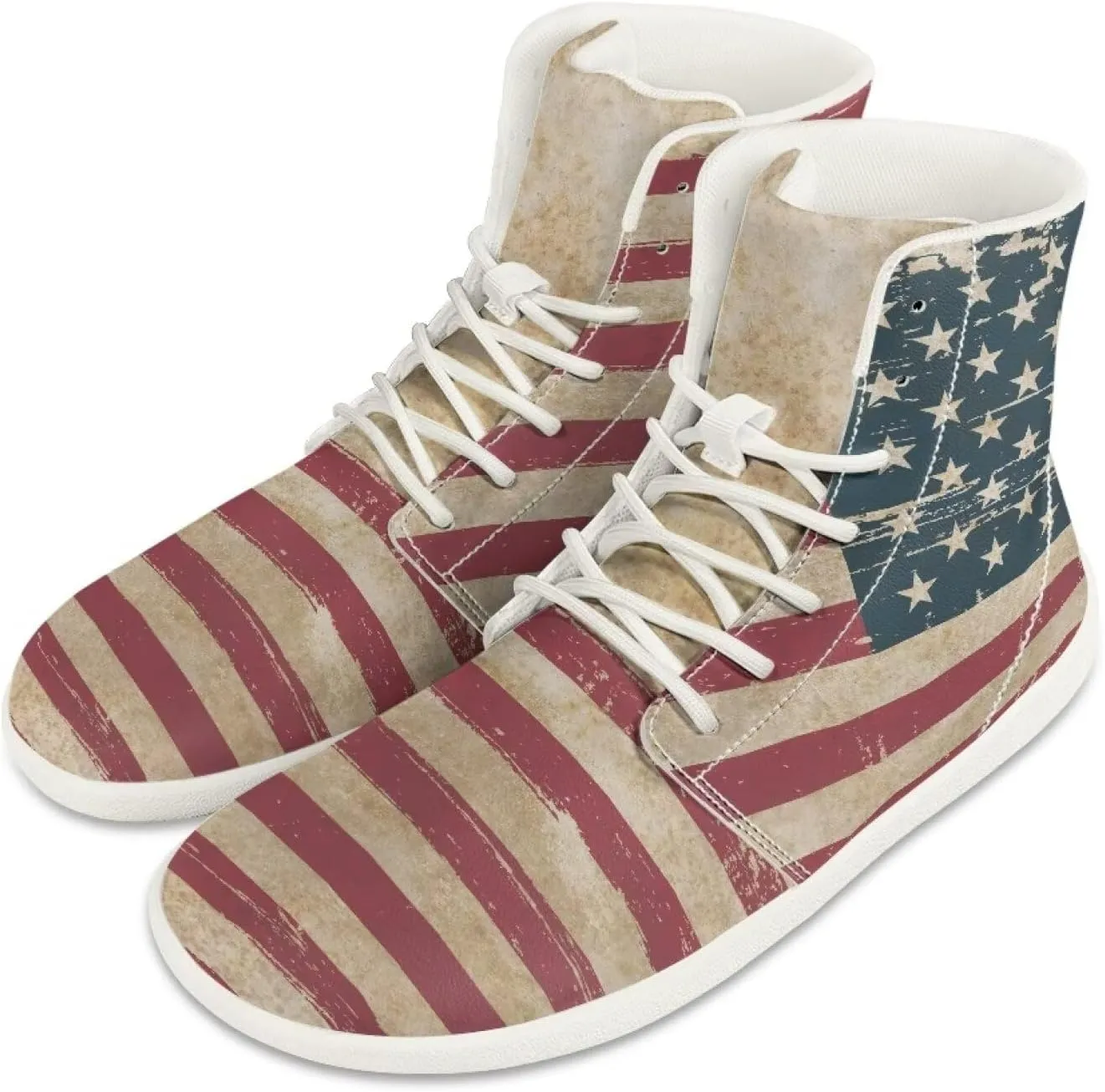 Womens High Top Sneakers Wide Barefoot Shoes for Men Leather Shoes