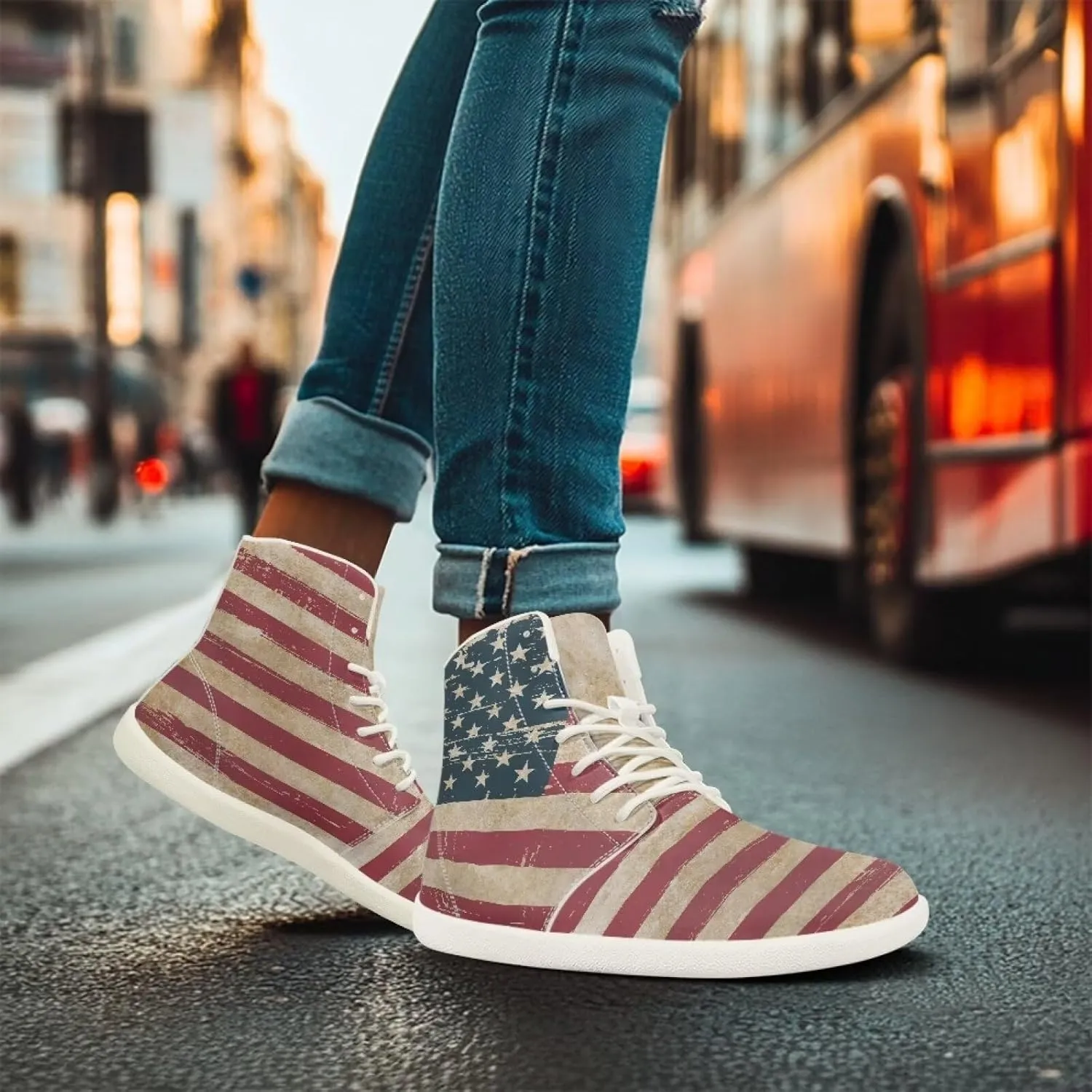 Womens High Top Sneakers Wide Barefoot Shoes for Men Leather Shoes