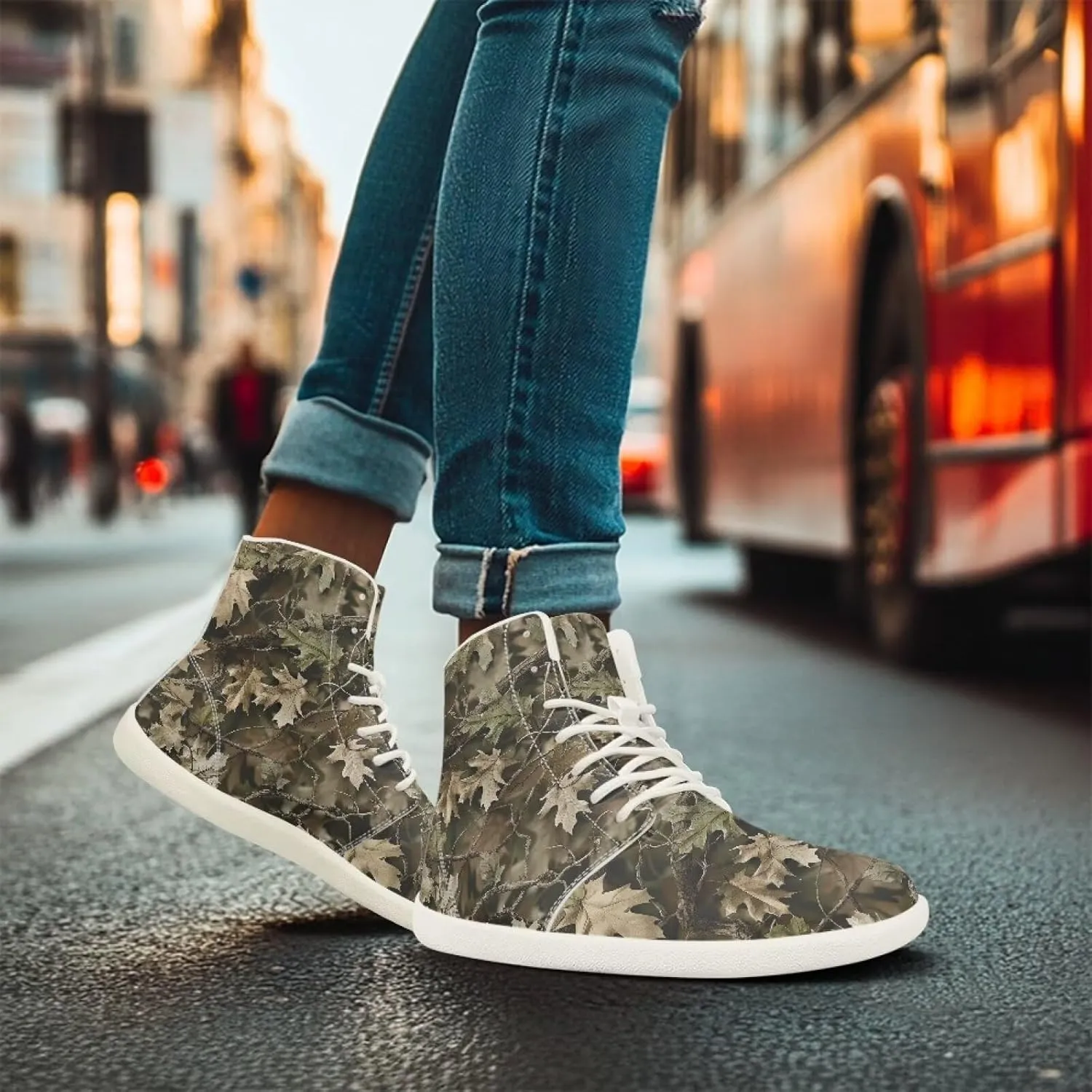 Womens High Top Sneakers Wide Barefoot Shoes for Men Leather Shoes