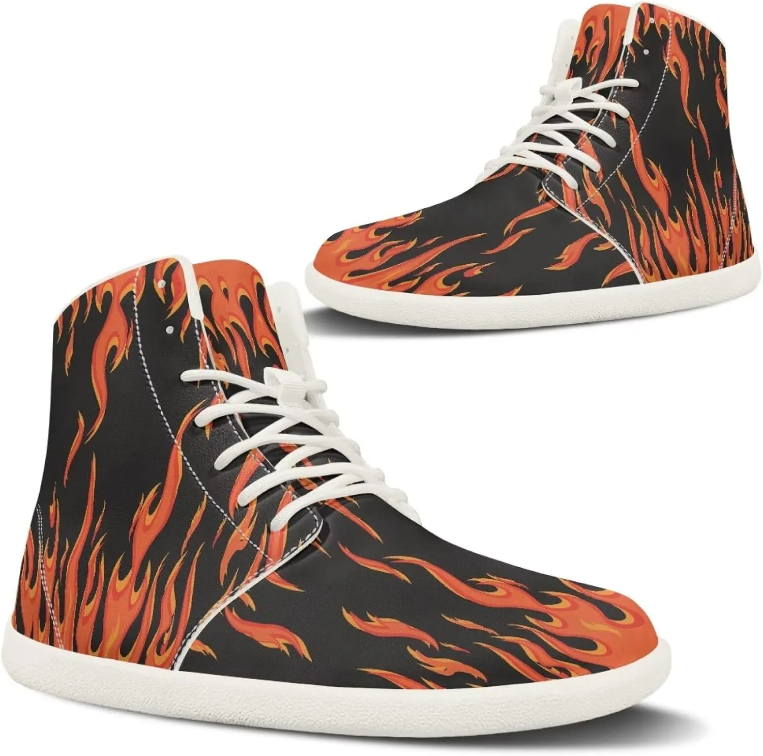 Womens High Top Sneakers Wide Barefoot Shoes for Men Leather Shoes