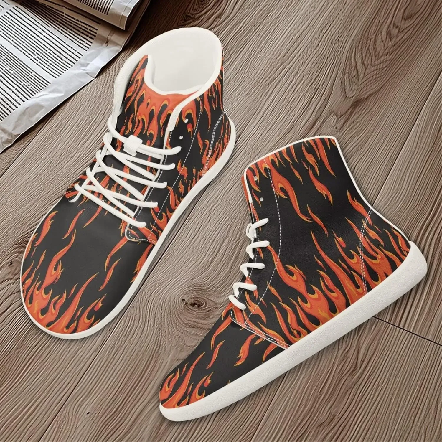 Womens High Top Sneakers Wide Barefoot Shoes for Men Leather Shoes