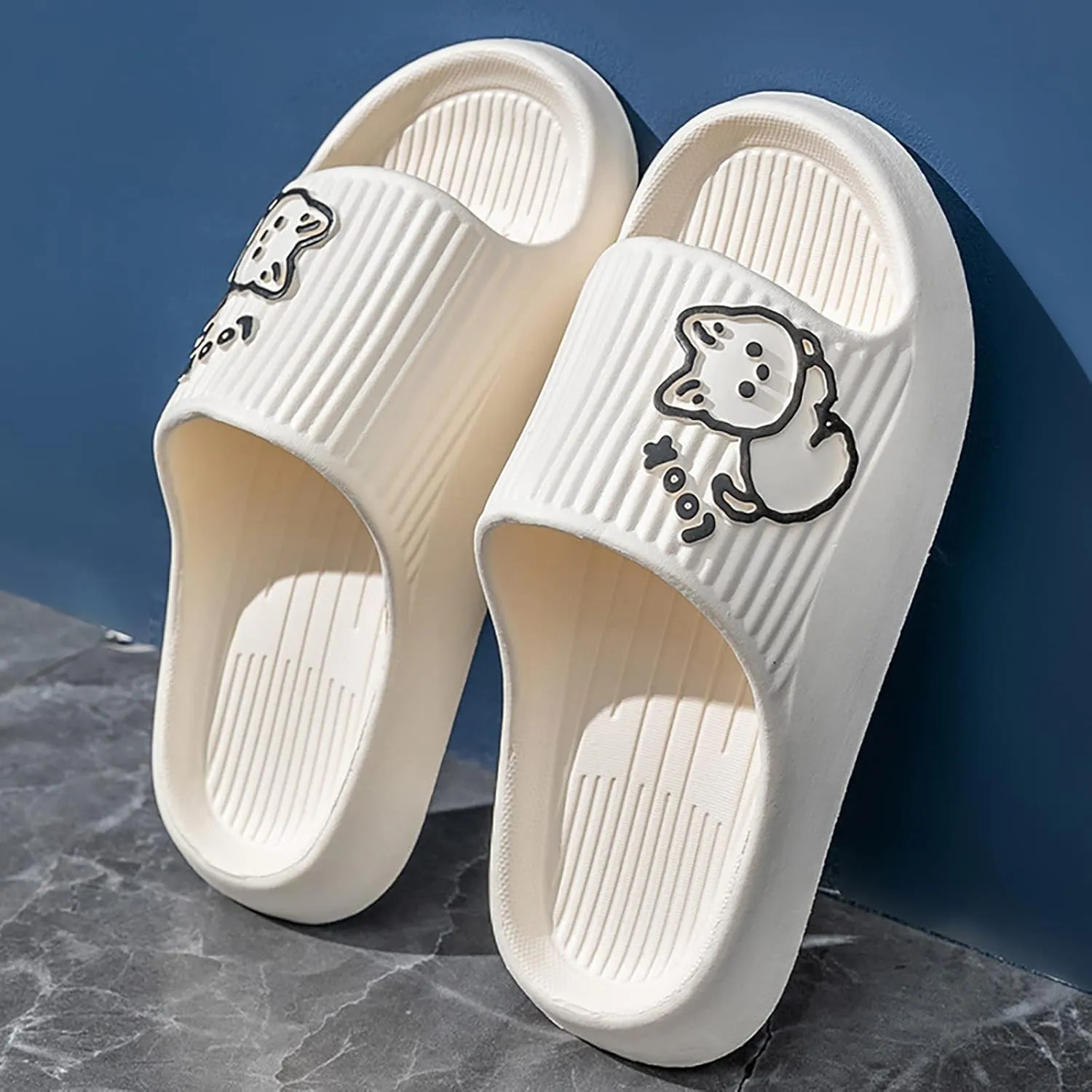 Womens Slides Open Toe Shower Shoes Bathroom Sandals Quick Drying Shower Slippers Women's Cloud Slides