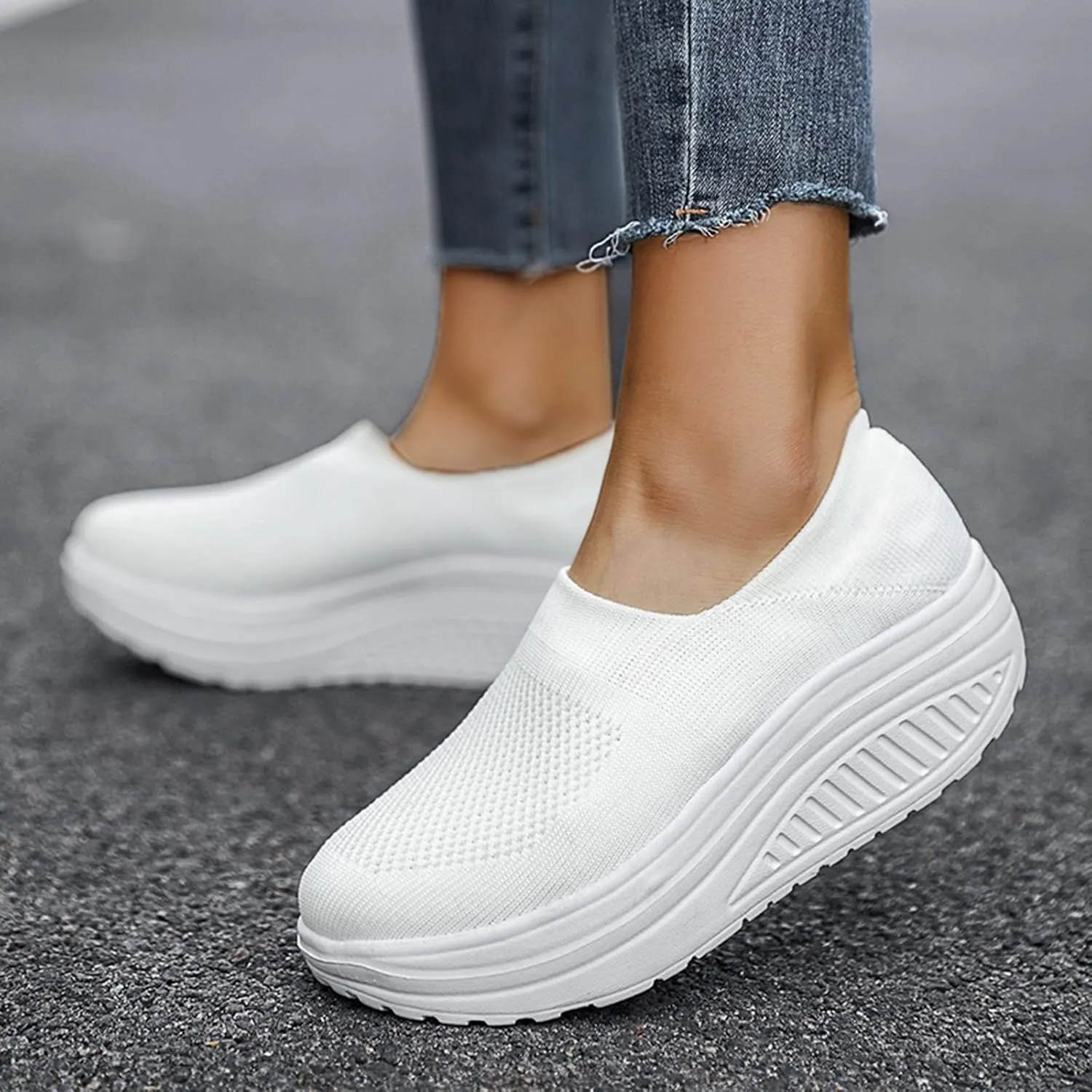 Womens Slip On Sneakers with Max Cushioning and Arch Support Slip On Sneakers Women Wide Fit Womens Casual Shoes Wide Toe Box Platform Sneakers for Women Slip On Slip On Sneakers