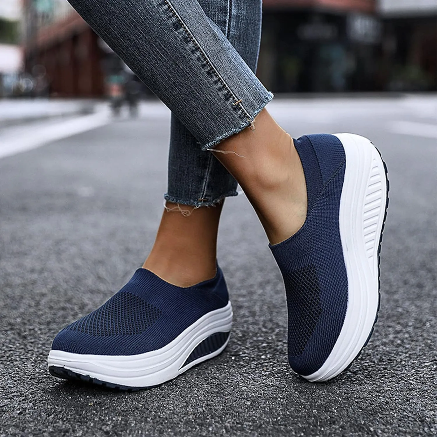 Womens Slip On Sneakers with Max Cushioning and Arch Support Slip On Sneakers Women Wide Fit Womens Casual Shoes Wide Toe Box Platform Sneakers for Women Slip On Slip On Sneakers