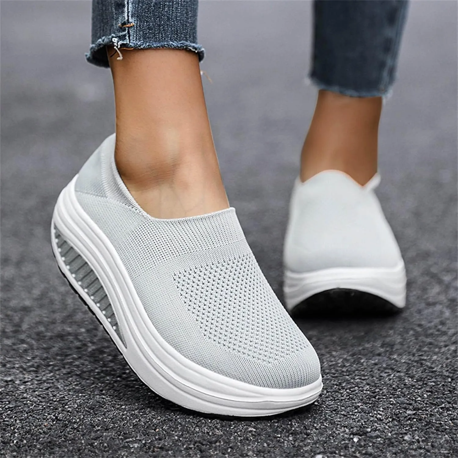 Womens Slip On Sneakers with Max Cushioning and Arch Support Slip On Sneakers Women Wide Fit Womens Casual Shoes Wide Toe Box Platform Sneakers for Women Slip On Slip On Sneakers