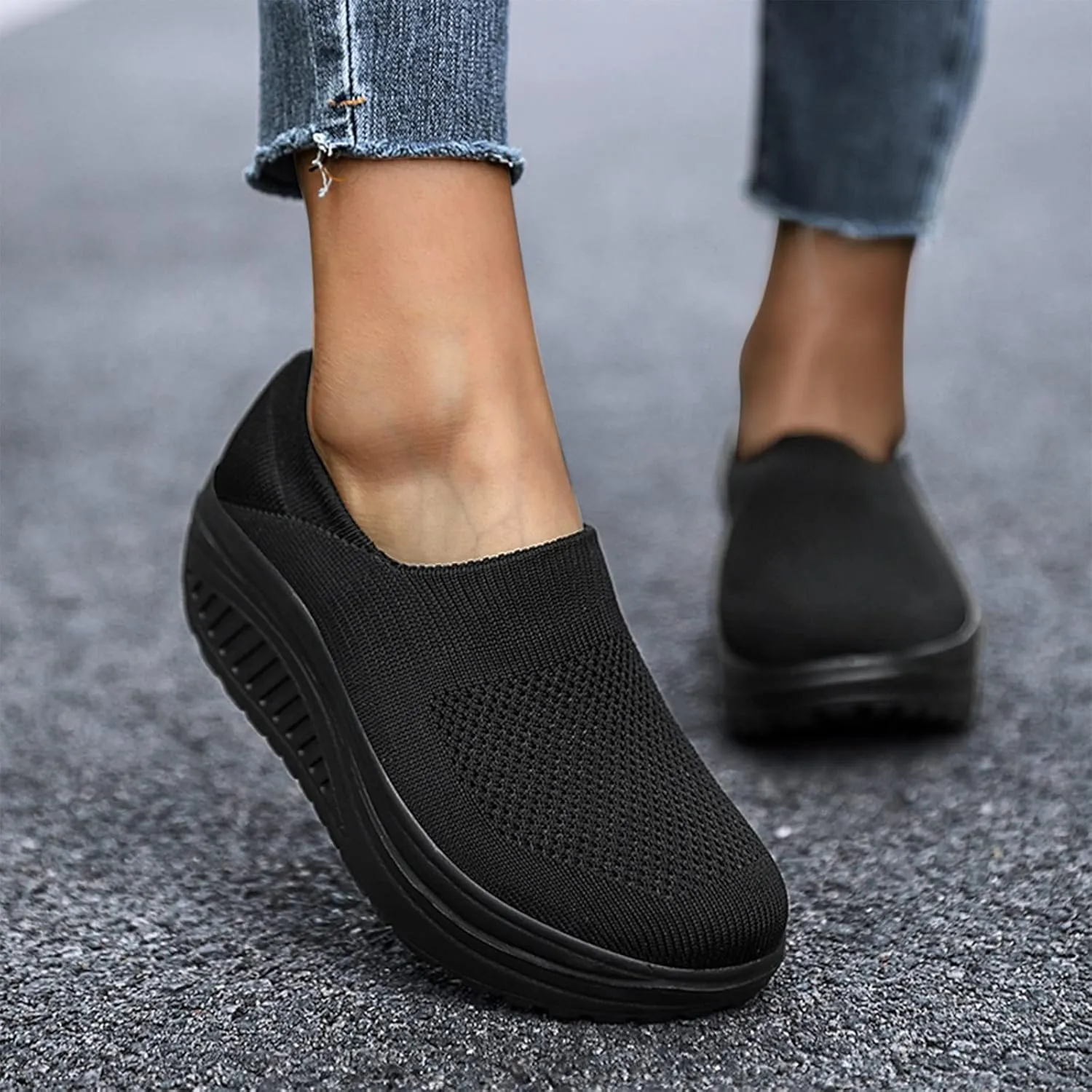 Womens Slip On Sneakers with Max Cushioning and Arch Support Slip On Sneakers Women Wide Fit Womens Casual Shoes Wide Toe Box Platform Sneakers for Women Slip On Slip On Sneakers