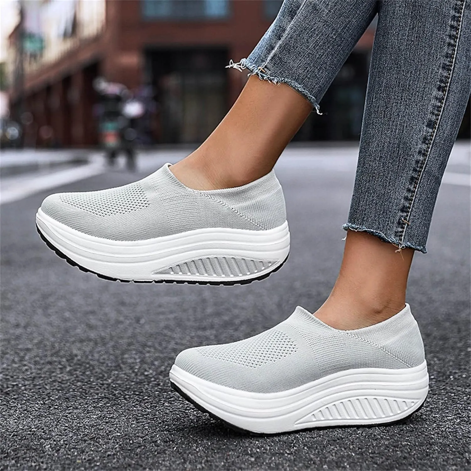 Womens Slip On Sneakers with Max Cushioning and Arch Support Slip On Sneakers Women Wide Fit Womens Casual Shoes Wide Toe Box Platform Sneakers for Women Slip On Slip On Sneakers