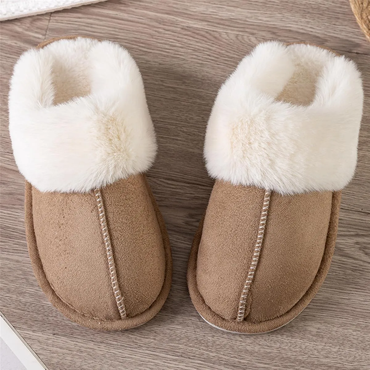 Women's Slippers Soft Plush Winter Warm House Shoes Slip on Fluffy Fur Slippers