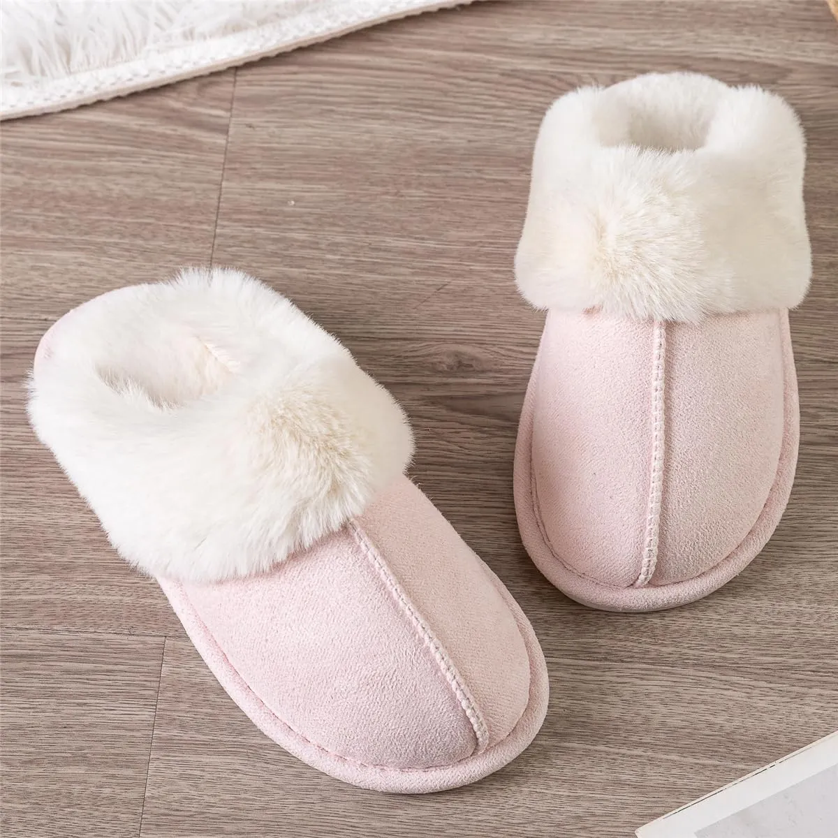 Women's Slippers Soft Plush Winter Warm House Shoes Slip on Fluffy Fur Slippers