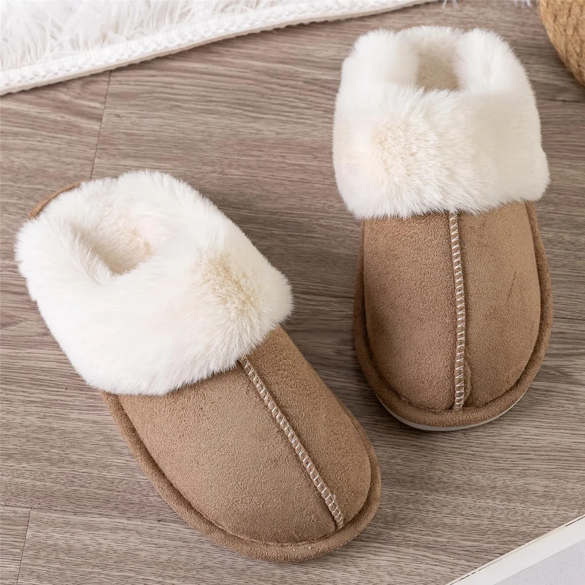 Women's Slippers Soft Plush Winter Warm House Shoes Slip on Fluffy Fur Slippers