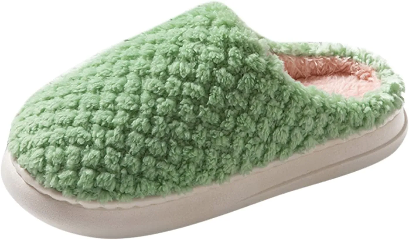 Womens Slippers,Unisex Slipper Slides Memory Foam Fluffy Soft Warm House Slippers Anti-Skid Cozy Plush for Indoor Outdoor