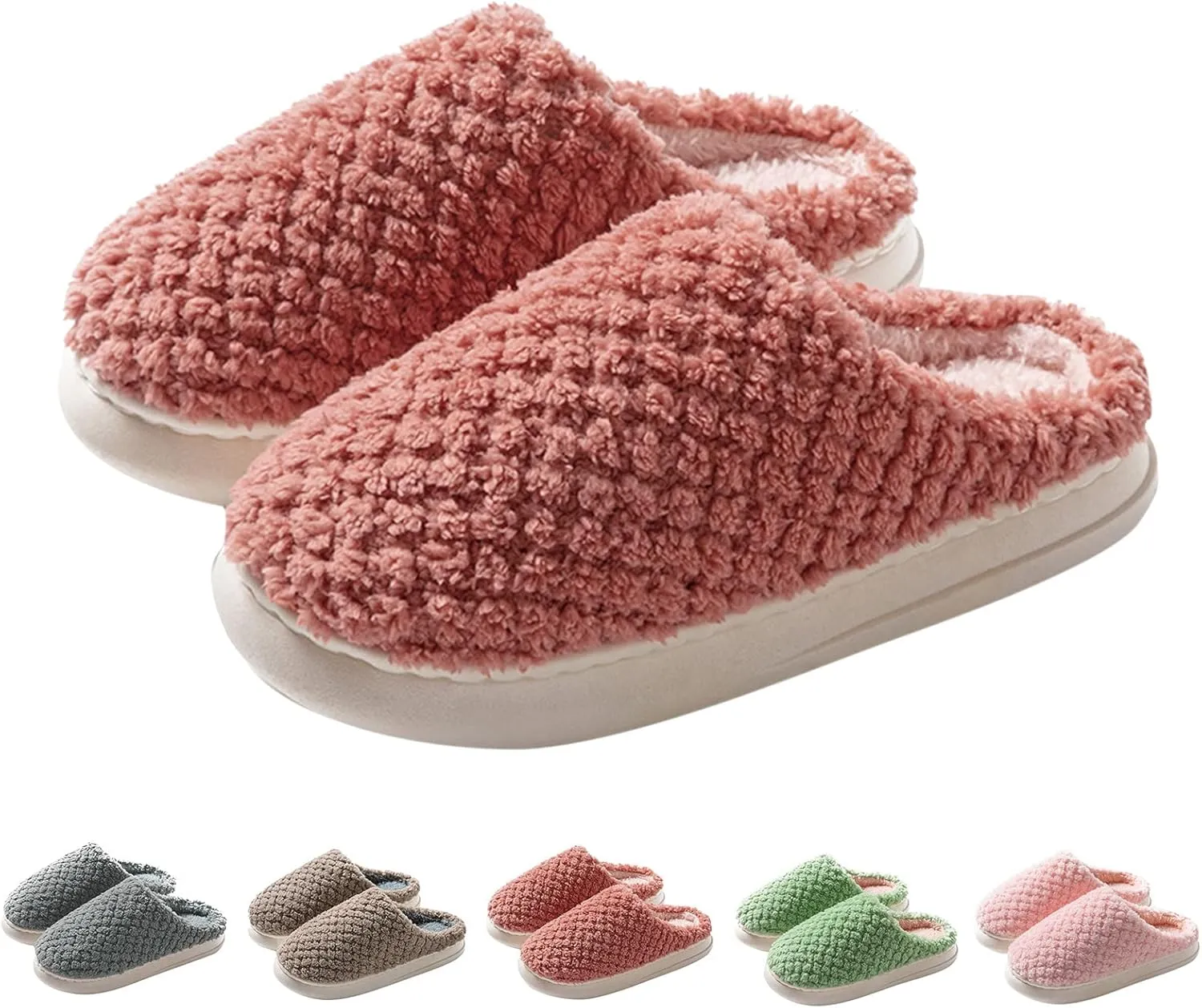 Womens Slippers,Unisex Slipper Slides Memory Foam Fluffy Soft Warm House Slippers Anti-Skid Cozy Plush for Indoor Outdoor