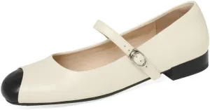 Women's Square Toe Genuine Leather Handmade Stitching Color Cute Mary Jane Flats Shoes