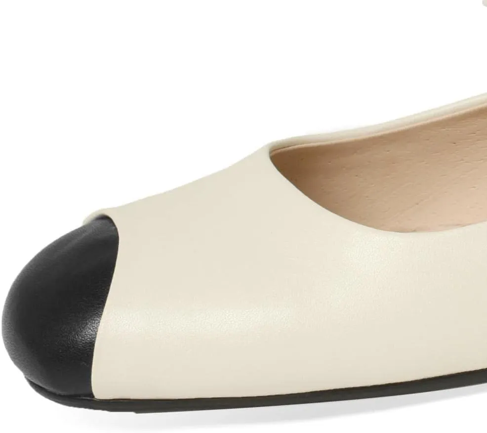 Women's Square Toe Genuine Leather Handmade Stitching Color Cute Mary Jane Flats Shoes