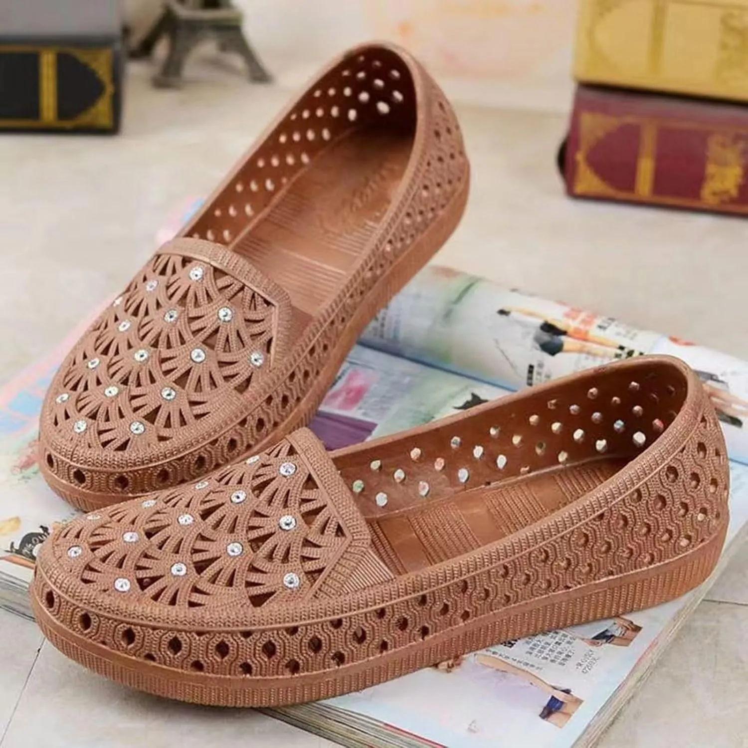 Women's Summer Shoes Ladies Thick Bottom Bathroom Bow Home Shoes Soft Bottom Casual Slippers Flat for Women Toe