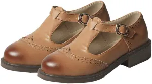 Womens Vintage Chunky Low Heel Mary Jane T Strap Shoes