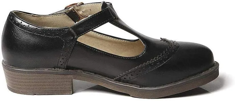 Womens Vintage Chunky Low Heel Mary Jane T Strap Shoes