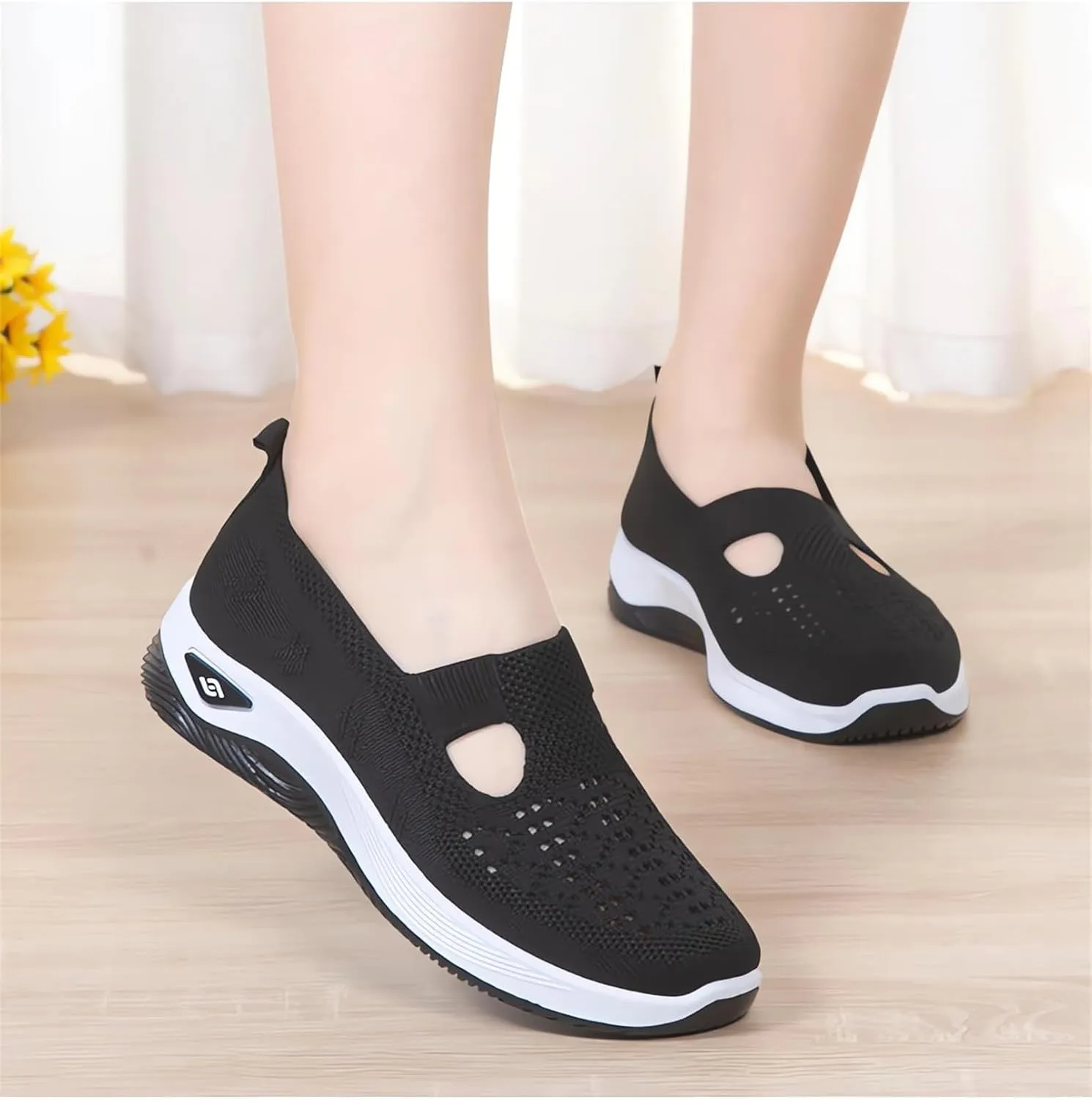 Womens Woven Orthopedic Breathable Arch Support Anti Skid Slip Sock Mesh Trainers Comfortable Casual Air Cushion Athletic Walking Running Jogging Sports Shoes