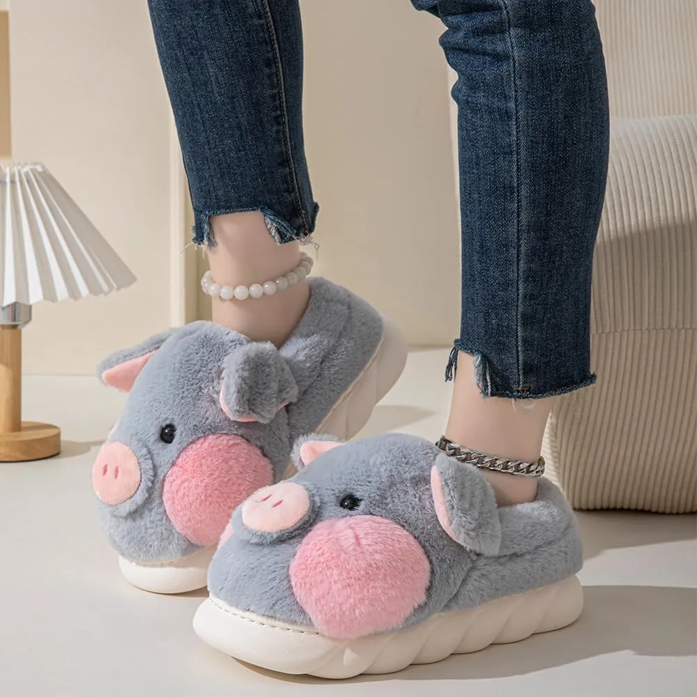 YILANLAN Adult Cotton Slippers PIg Slippers Home Slippers Plush Slippers Animal Slippers