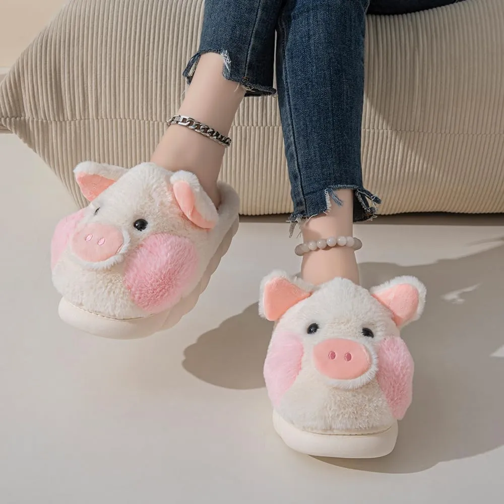 YILANLAN Adult Cotton Slippers PIg Slippers Home Slippers Plush Slippers Animal Slippers