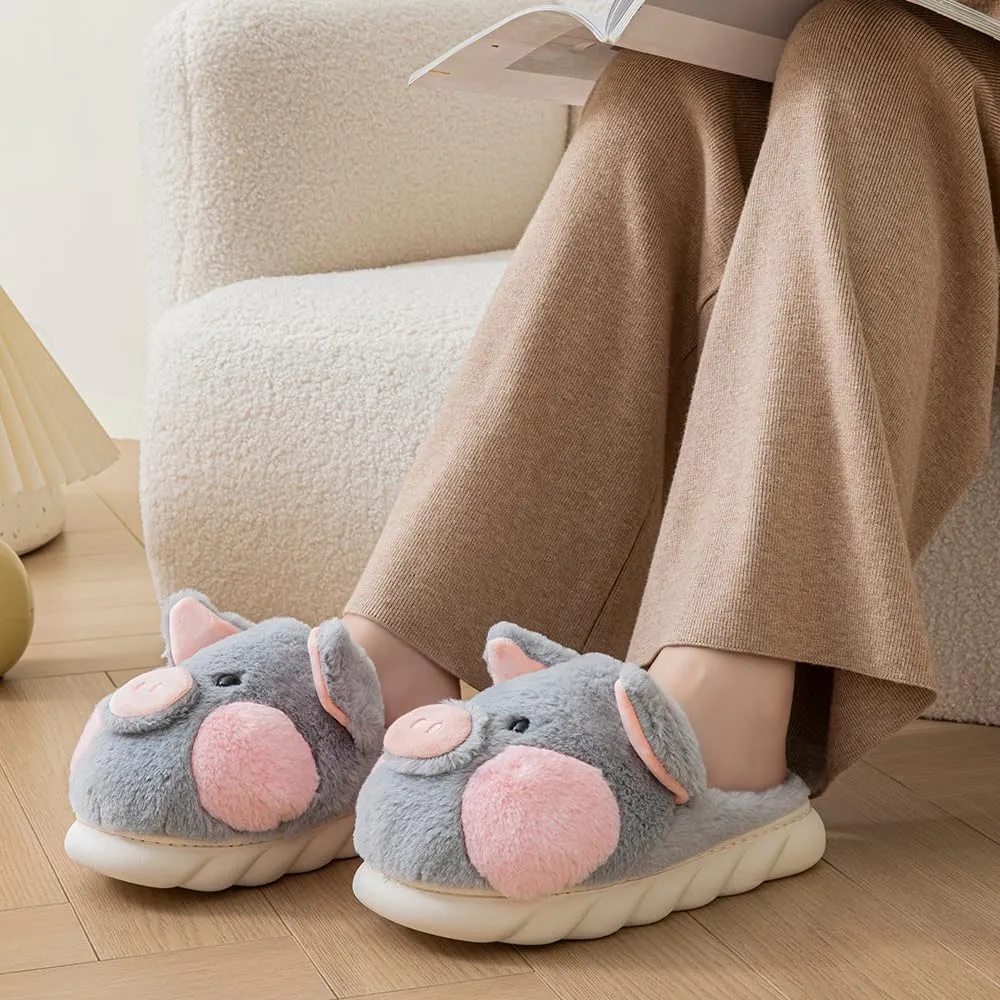 YILANLAN Adult Cotton Slippers PIg Slippers Home Slippers Plush Slippers Animal Slippers