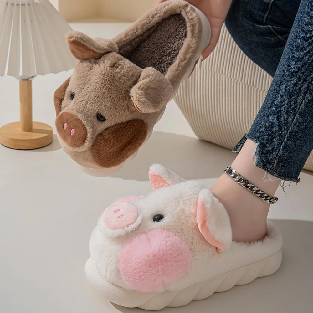 YILANLAN Adult Cotton Slippers PIg Slippers Home Slippers Plush Slippers Animal Slippers