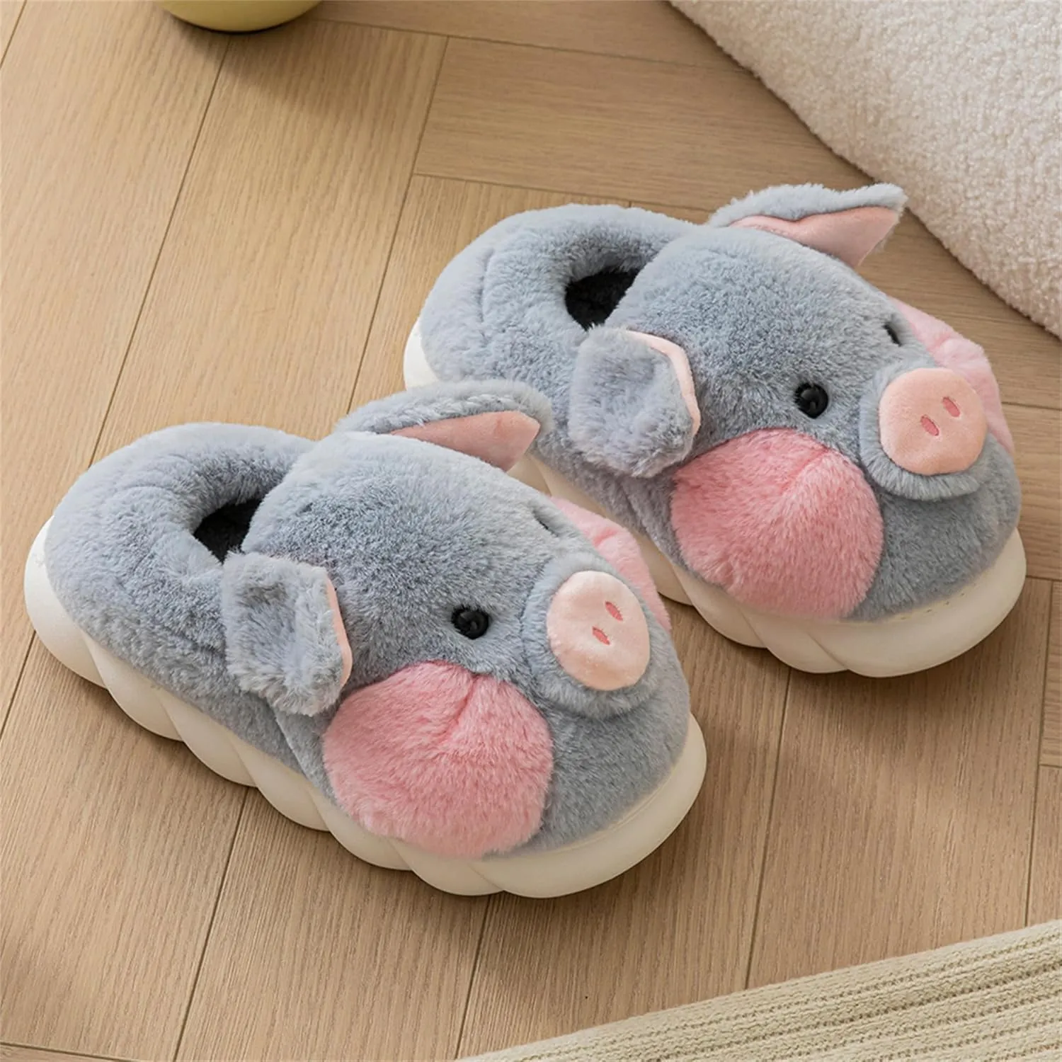YILANLAN Adult Cotton Slippers PIg Slippers Home Slippers Plush Slippers Animal Slippers