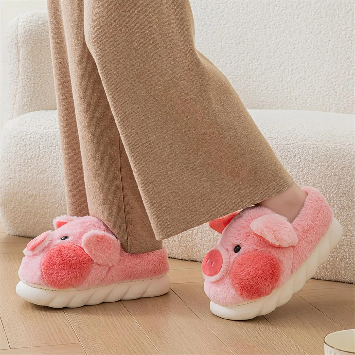 YILANLAN Adult Cotton Slippers PIg Slippers Home Slippers Plush Slippers Animal Slippers