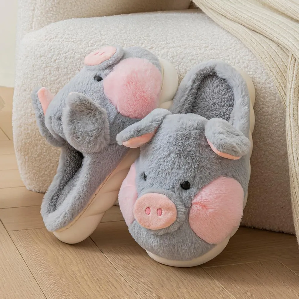 YILANLAN Adult Cotton Slippers PIg Slippers Home Slippers Plush Slippers Animal Slippers