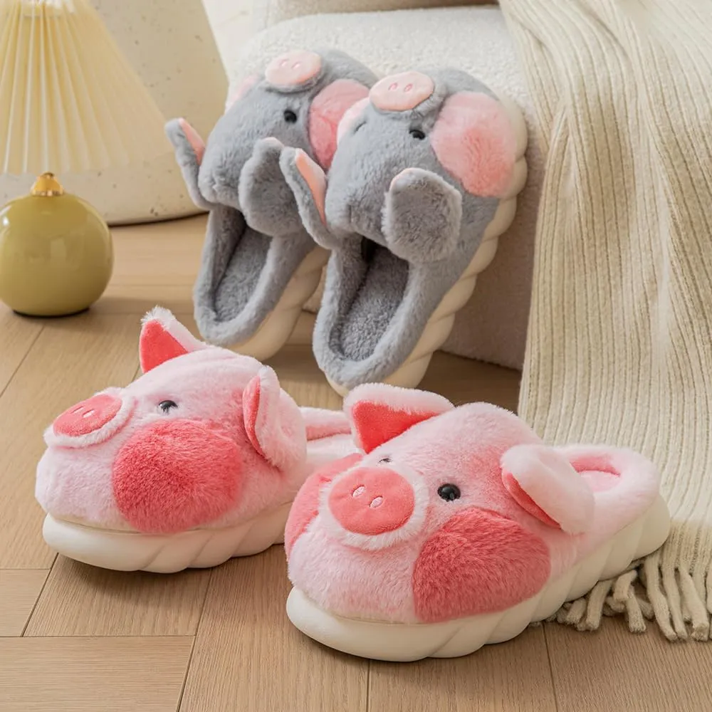 YILANLAN Adult Cotton Slippers PIg Slippers Home Slippers Plush Slippers Animal Slippers