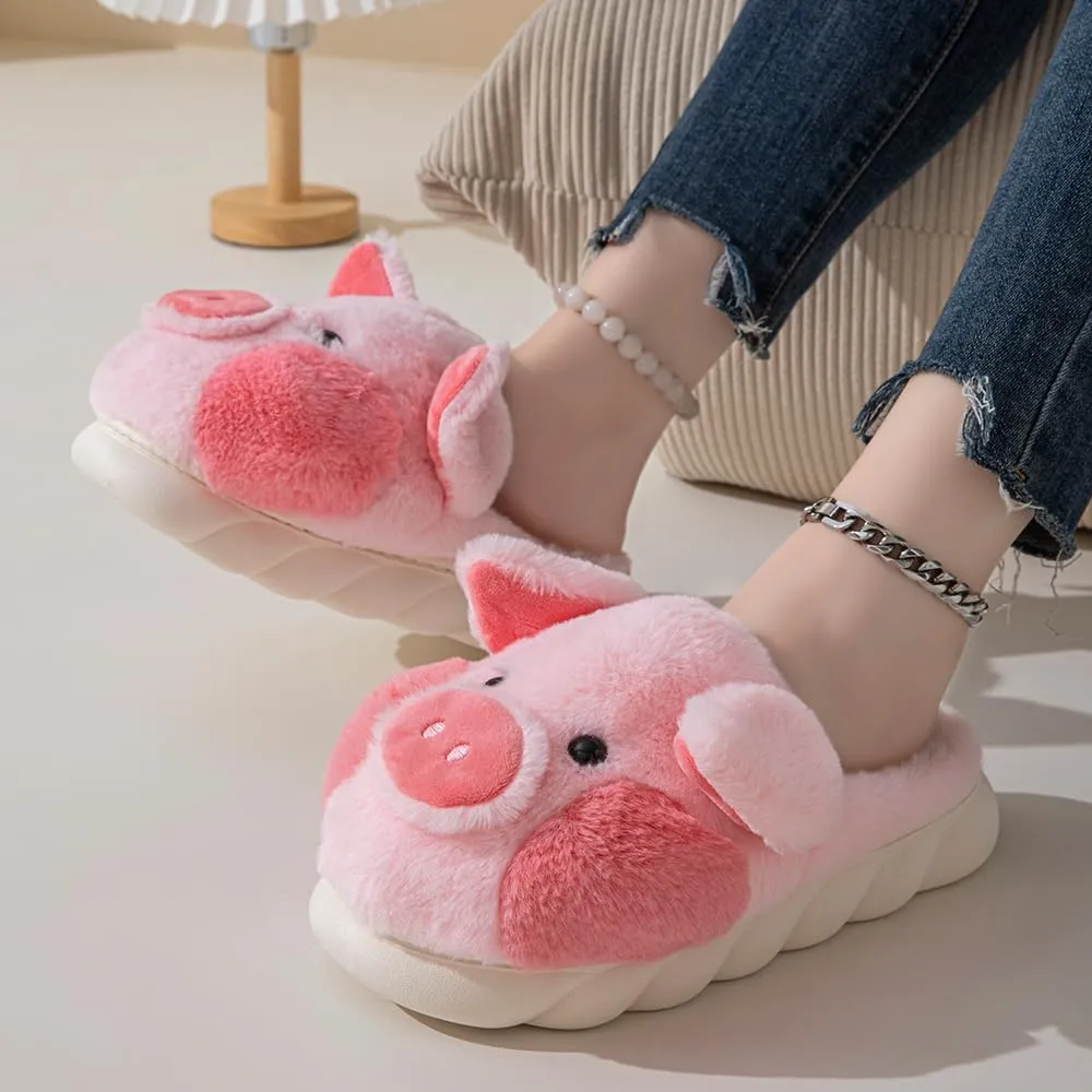 YILANLAN Adult Cotton Slippers PIg Slippers Home Slippers Plush Slippers Animal Slippers