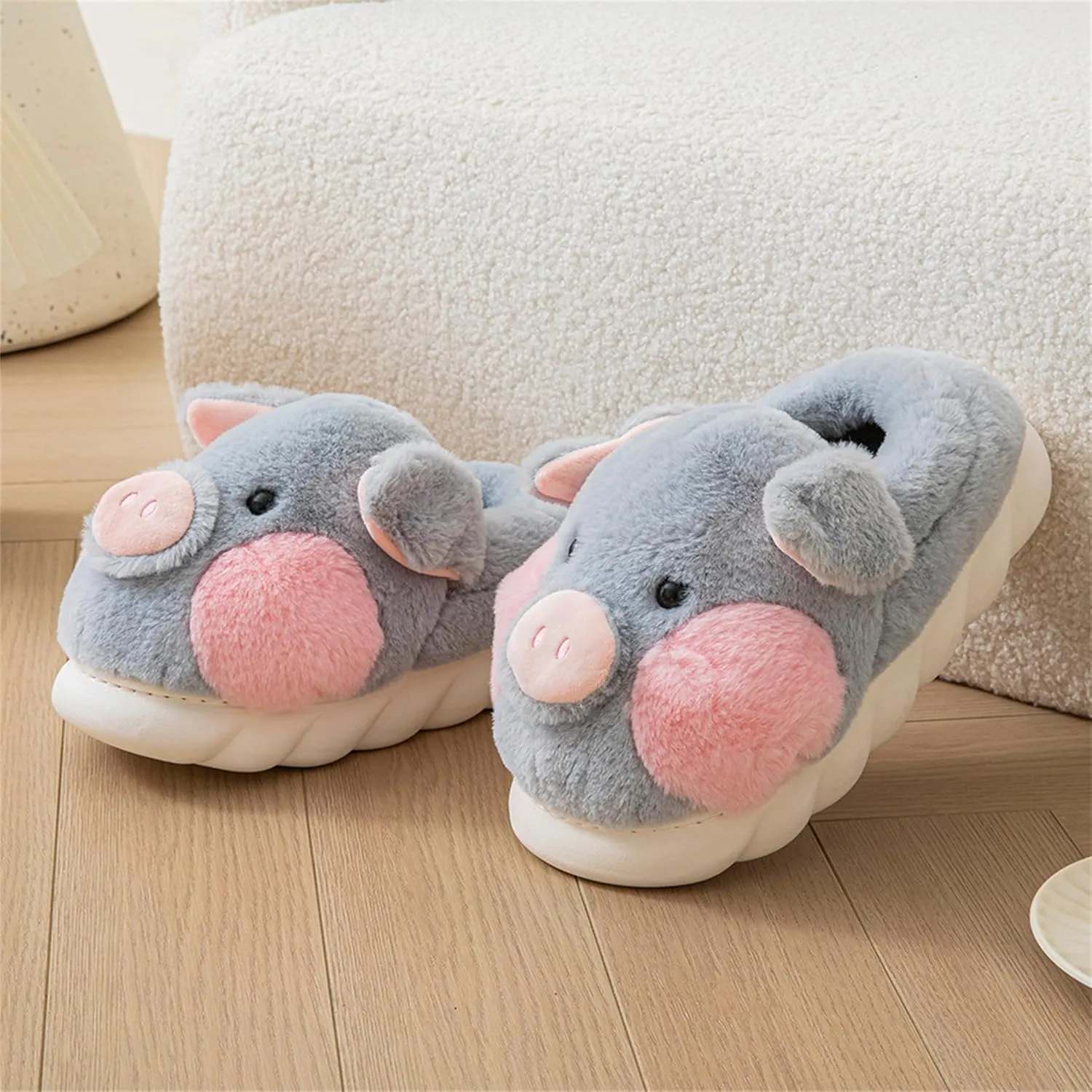 YILANLAN Adult Cotton Slippers PIg Slippers Home Slippers Plush Slippers Animal Slippers