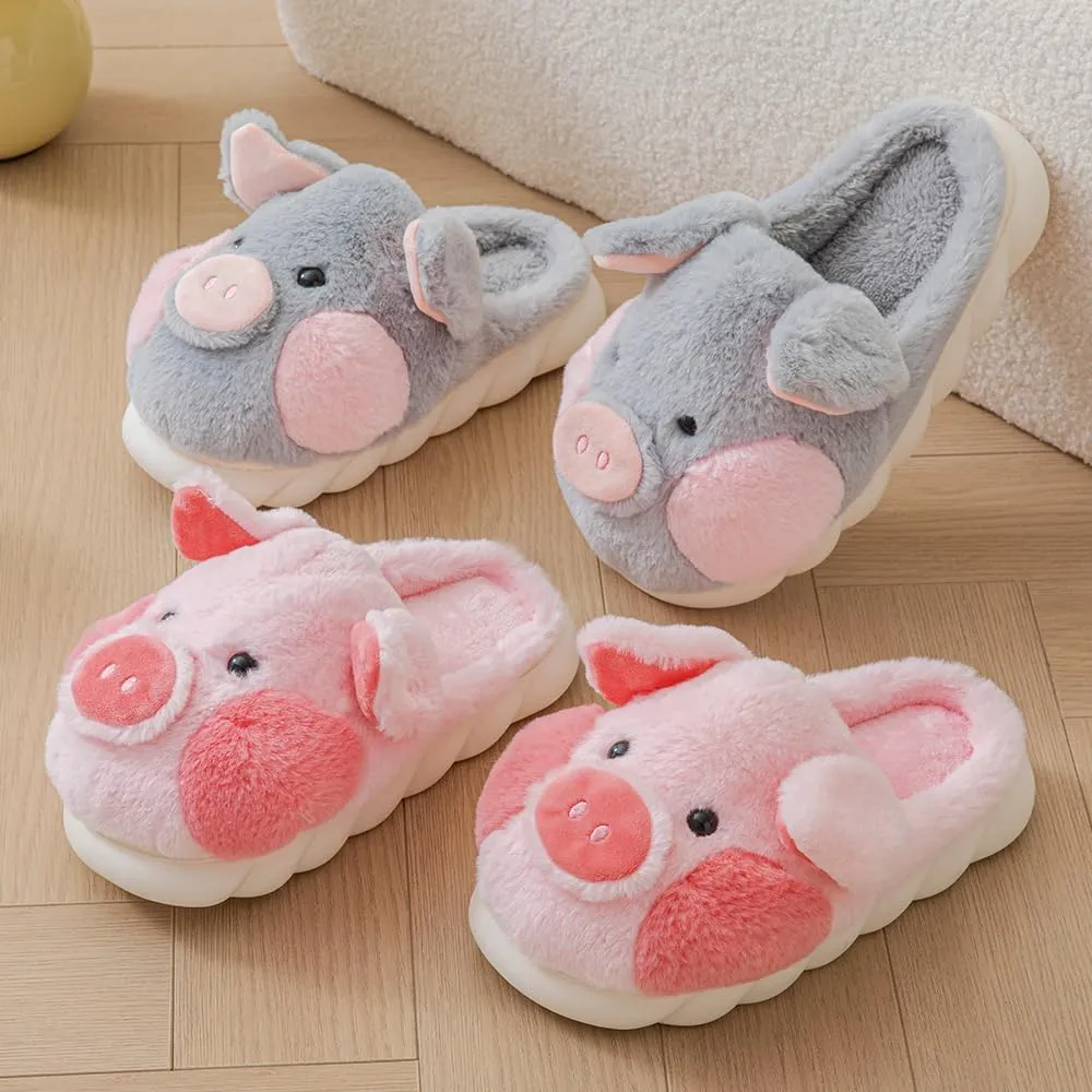 YILANLAN Adult Cotton Slippers PIg Slippers Home Slippers Plush Slippers Animal Slippers