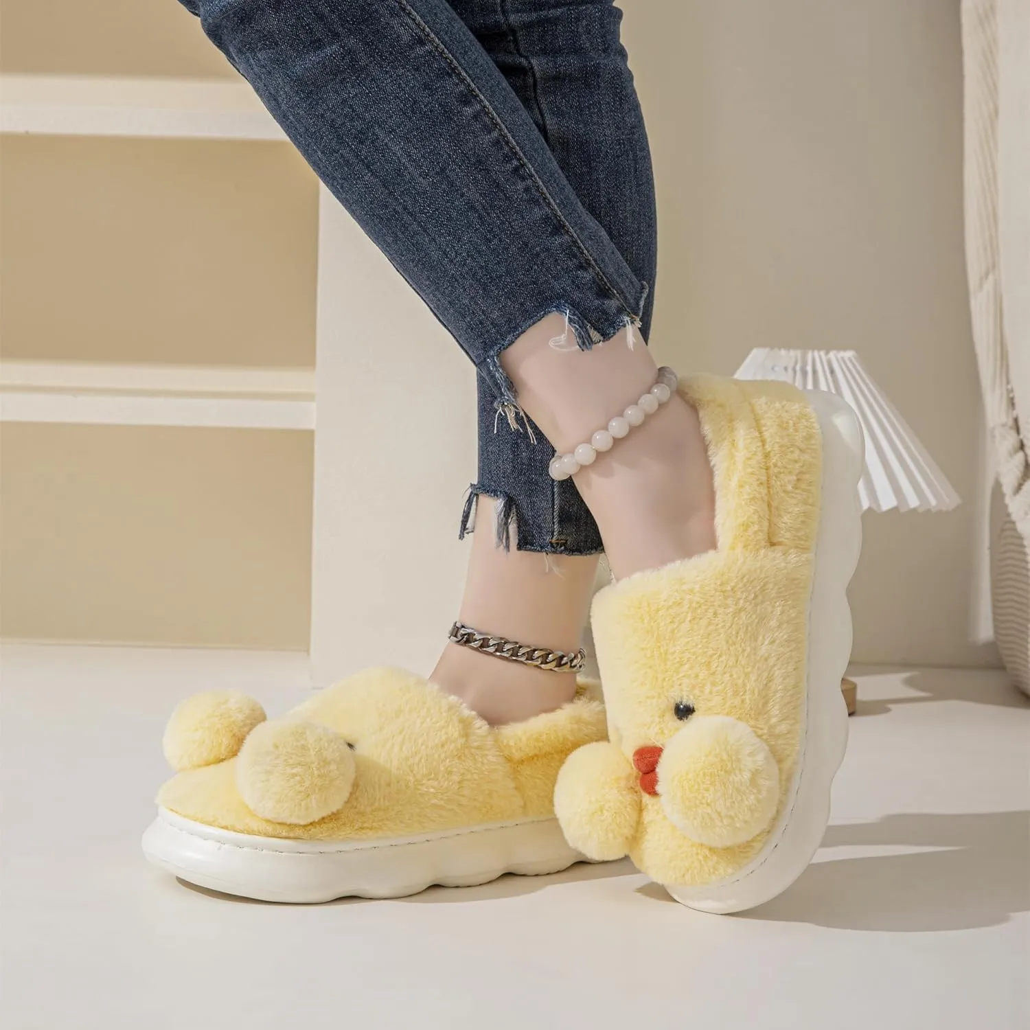 YILANLAN Women's & Men's Winter Duck Slippers - Warm & Cute Animal Cartoon Home Slippers