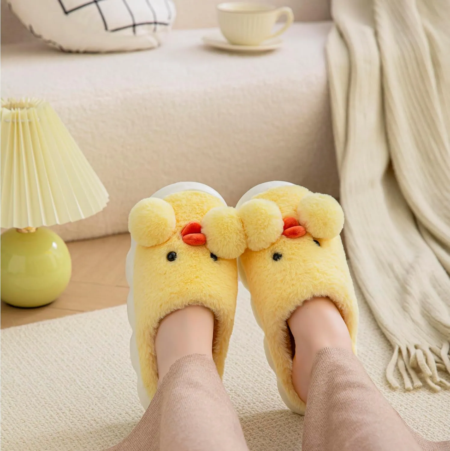 YILANLAN Women's & Men's Winter Duck Slippers - Warm & Cute Animal Cartoon Home Slippers