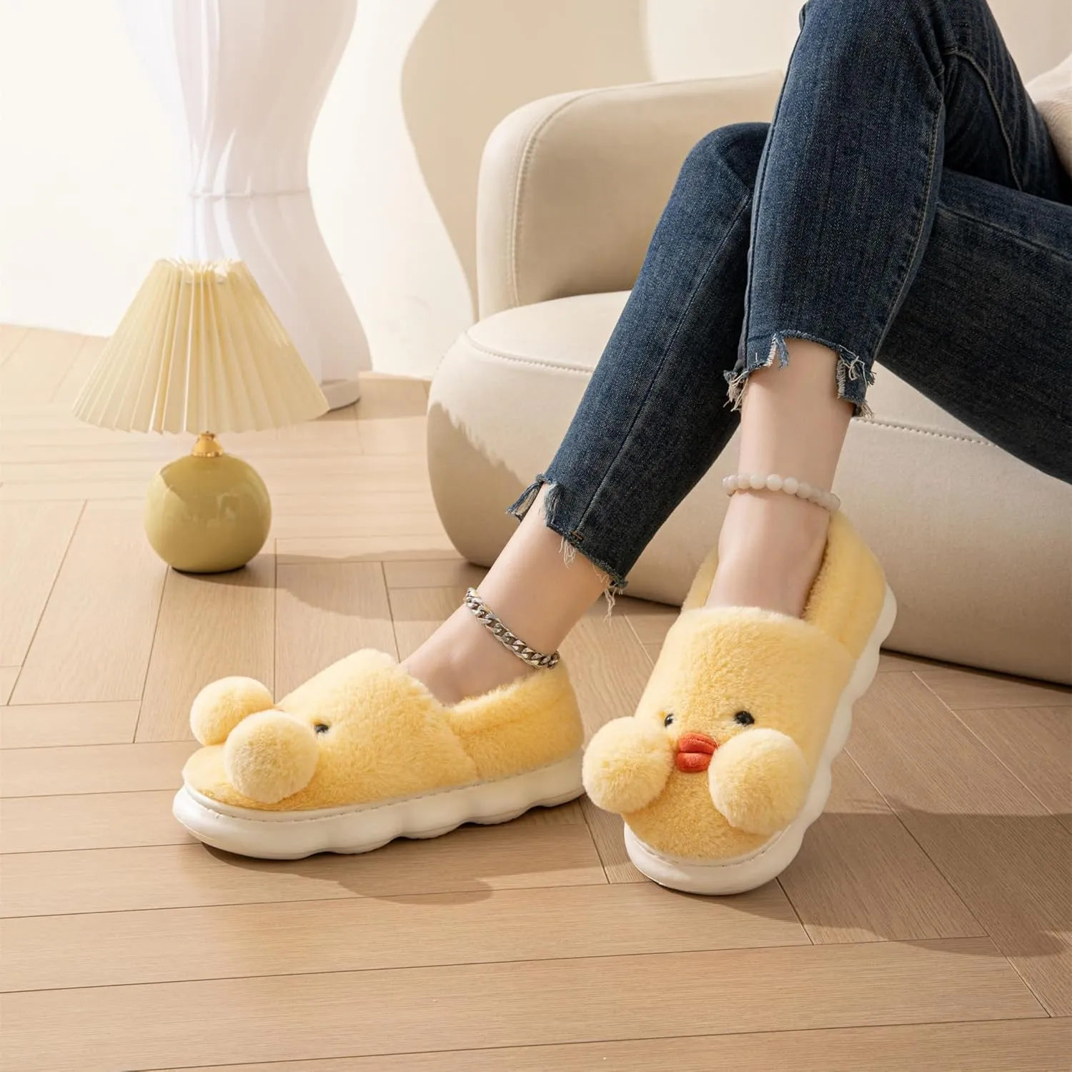 YILANLAN Women's & Men's Winter Duck Slippers - Warm & Cute Animal Cartoon Home Slippers