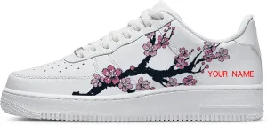 Your Name Here! - Custom Name Low-Top Sneakers Personalized Plum Blossom Cherry Blossom Basketball Shoe Breathable Casual Shoes for Women 01