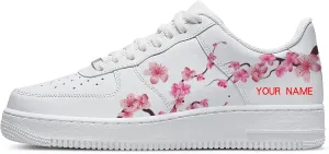 Your Name Here! - Custom Name Low-Top Sneakers Personalized Plum Blossom Cherry Blossom Basketball Shoe Breathable Casual Shoes for Women 01