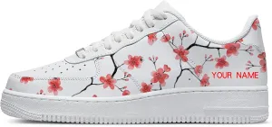 Your Name Here! - Custom Name Low-Top Sneakers Personalized Plum Blossom Cherry Blossom Basketball Shoe Breathable Casual Shoes for Women 01