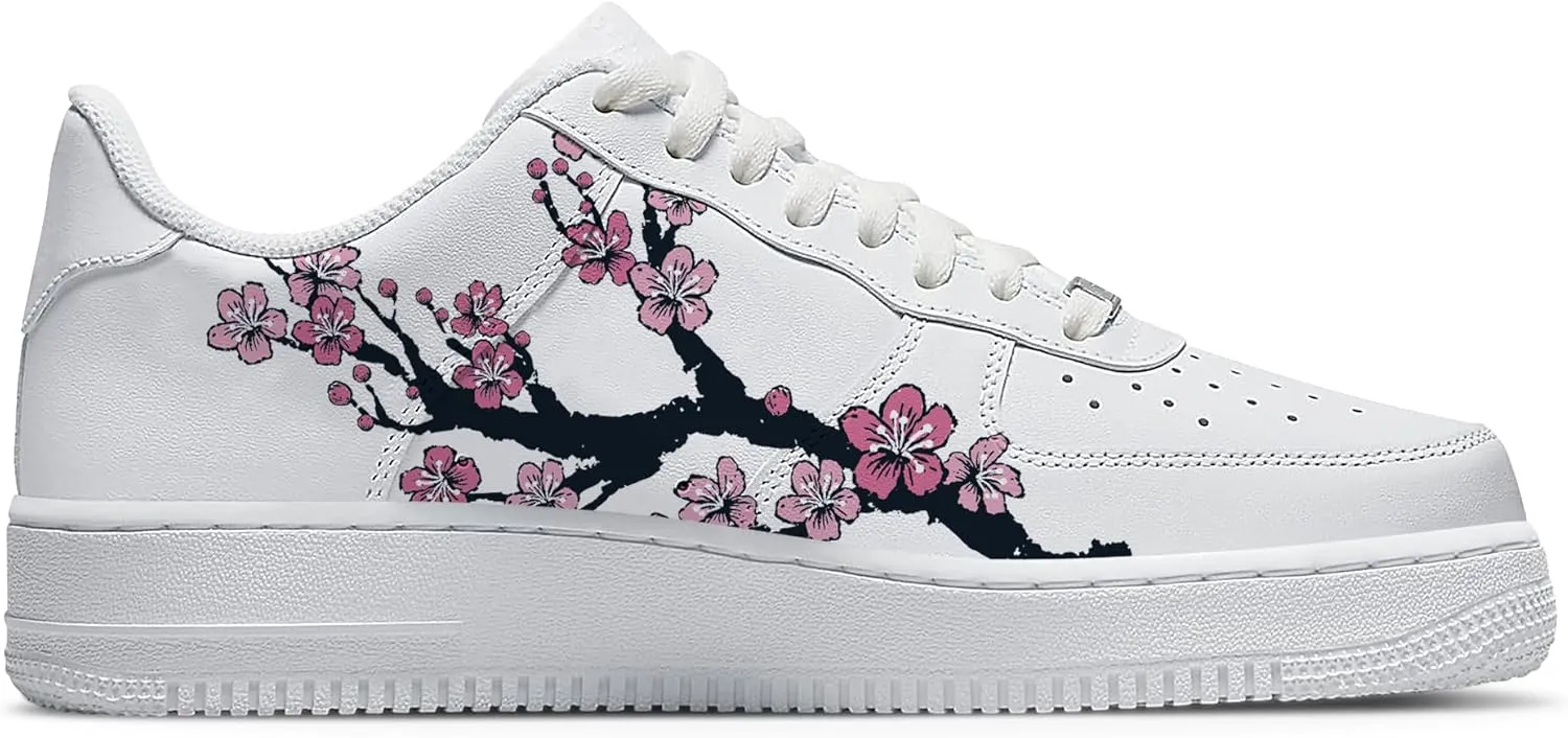 Your Name Here! - Custom Name Low-Top Sneakers Personalized Plum Blossom Cherry Blossom Basketball Shoe Breathable Casual Shoes for Women 01
