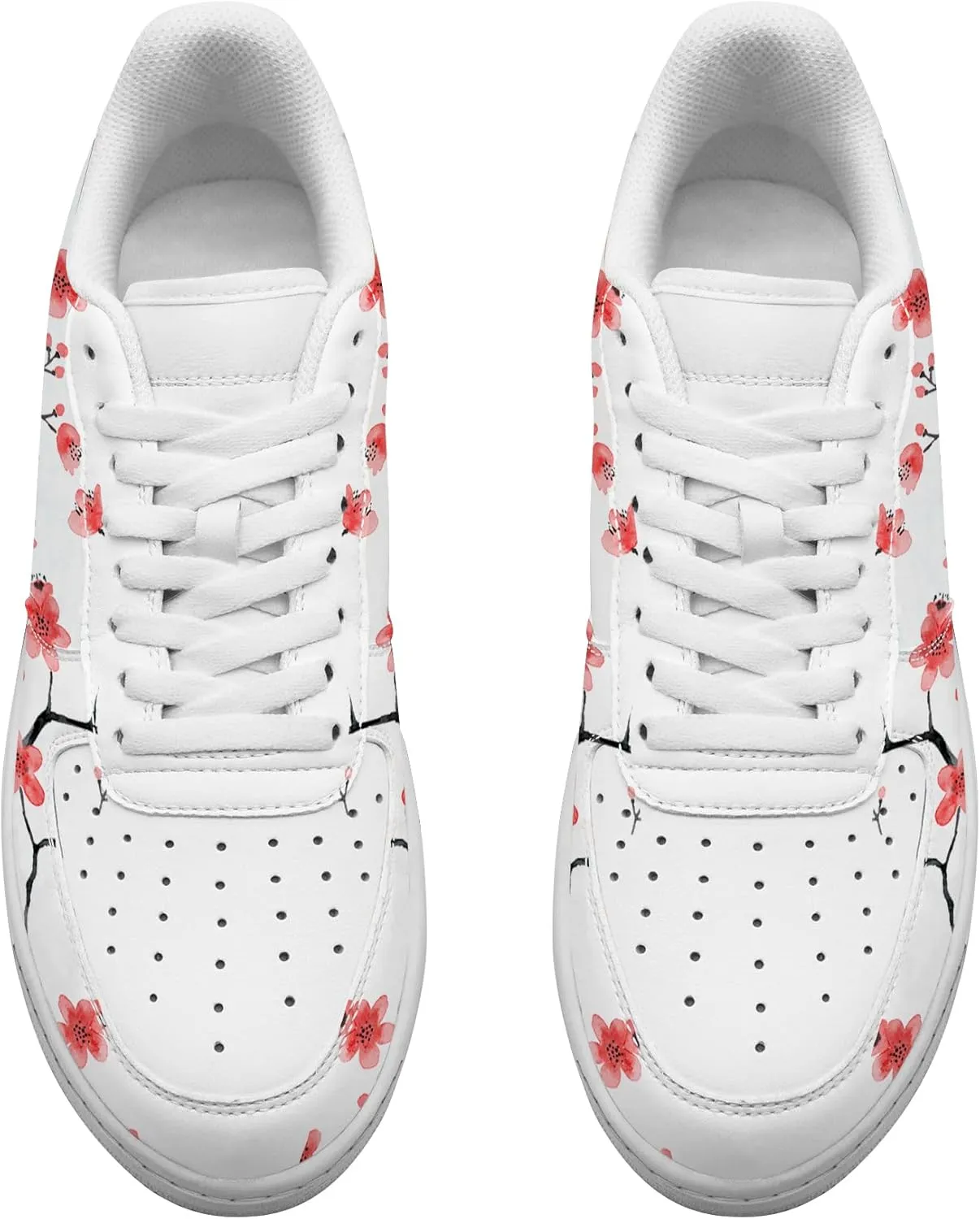 Your Name Here! - Custom Name Low-Top Sneakers Personalized Plum Blossom Cherry Blossom Basketball Shoe Breathable Casual Shoes for Women 01