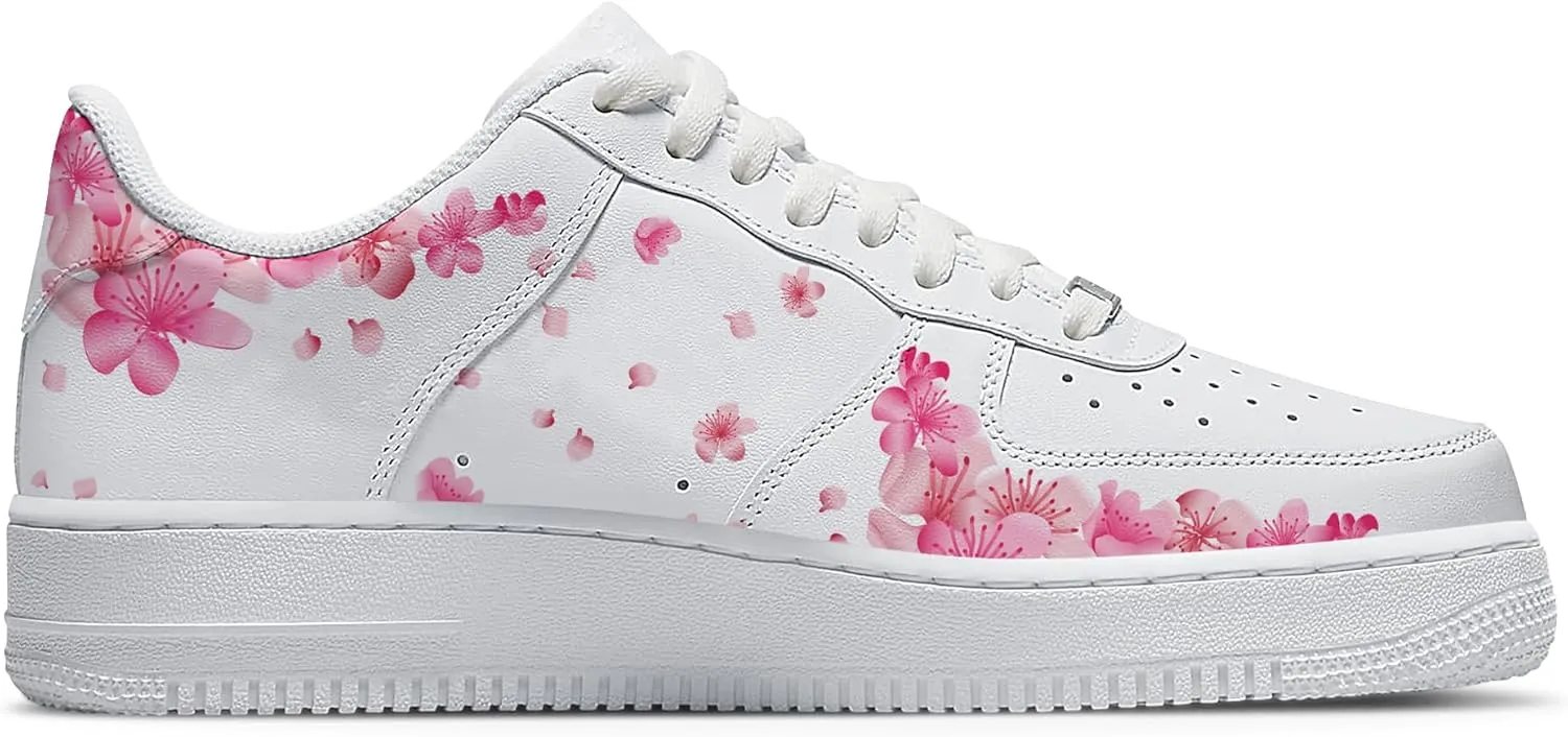 Your Name Here! - Custom Name Low-Top Sneakers Personalized Plum Blossom Cherry Blossom Basketball Shoe Breathable Casual Shoes for Women 01