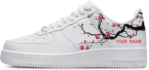 Your Name Here! - Custom Name Low-Top Sneakers Personalized Plum Blossom Cherry Blossom Basketball Shoe Breathable Casual Shoes for Women 01
